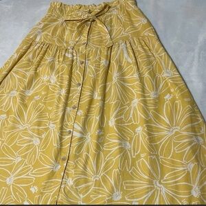 Universal Thread Yellow Floral A-Line Skirt